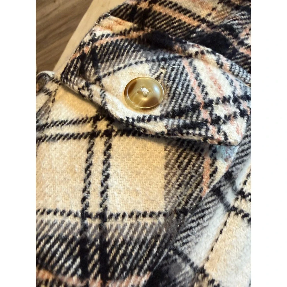 SO Girls Plaid Shacket Pink Black Cream‎ Button Front Shirt Jacket XL 14/16